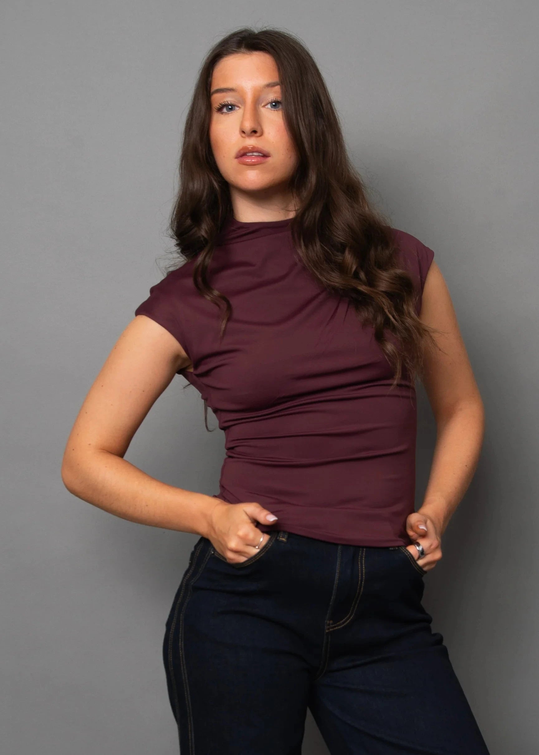 Yvette Funnel Neck Draped Top RD Style