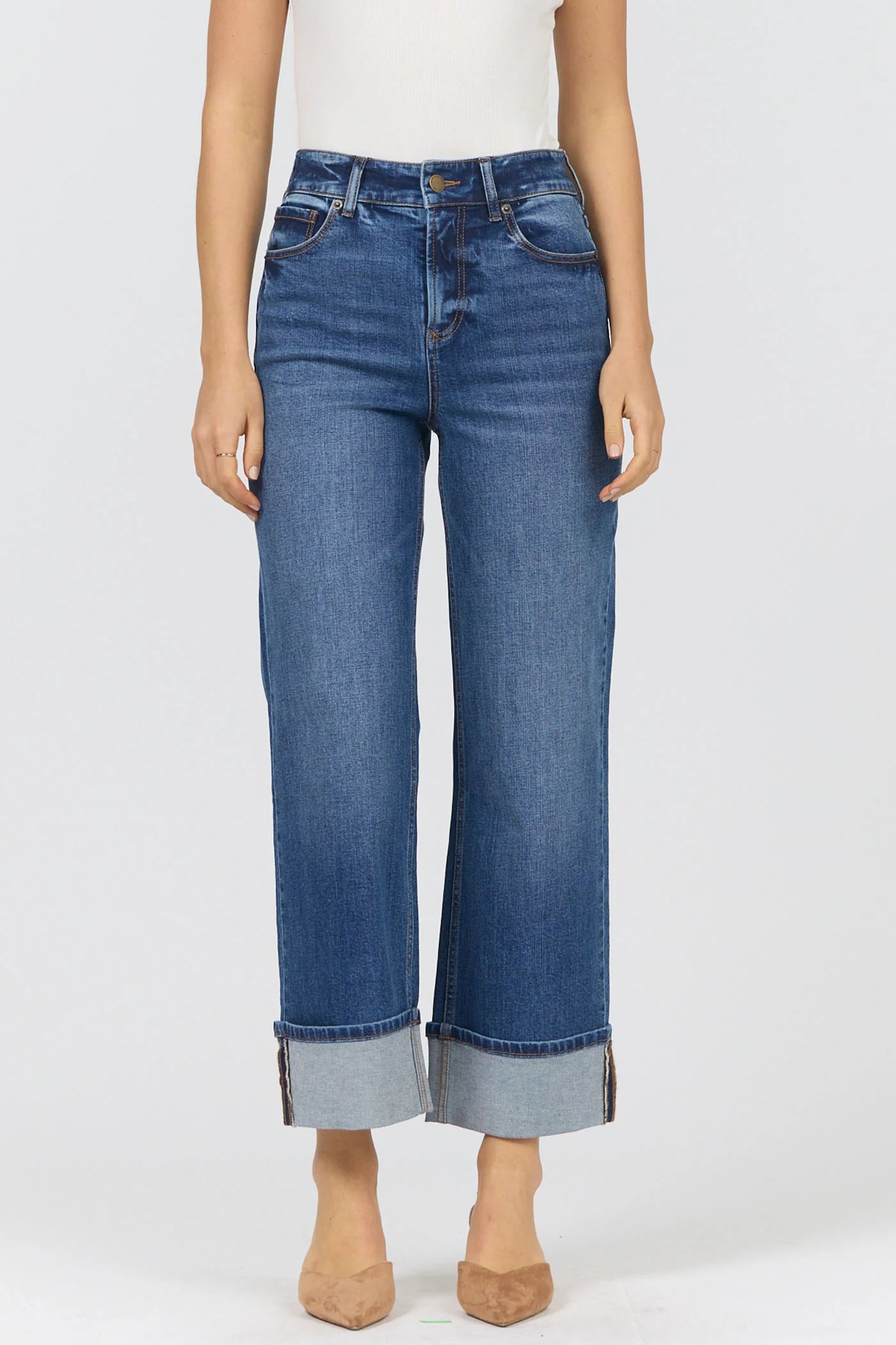 Holly High Rise Cuffed Wide Leg Jeans Dear John