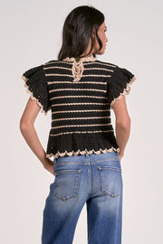 Short Sleeve Ruffle Top Sweater Elan