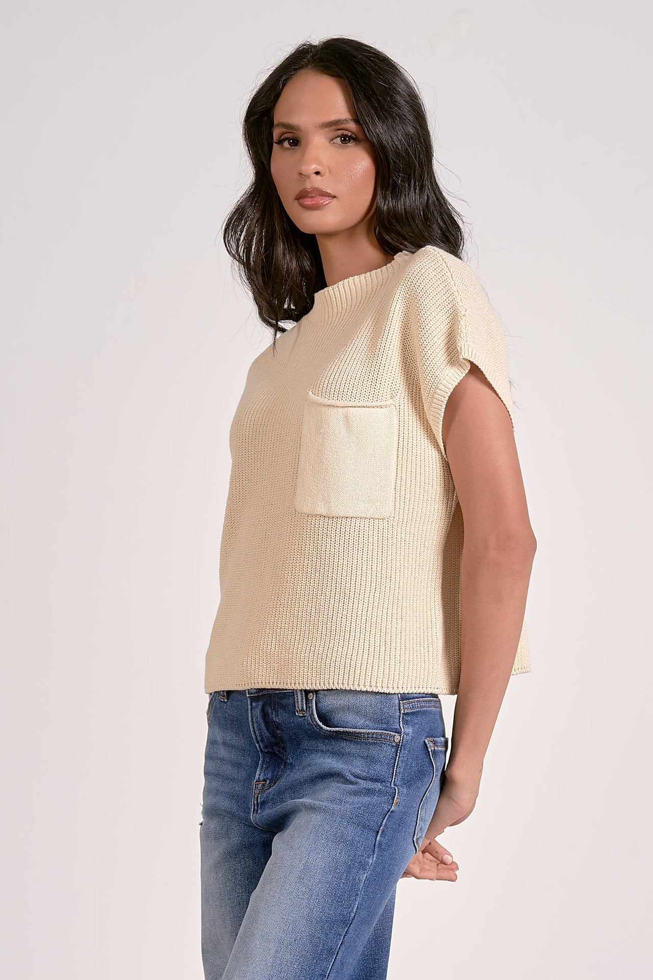 Cap Sleeve Crewneck Sweater Elan