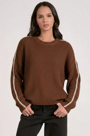 Ribbed Knit Blanket Sweater Elan