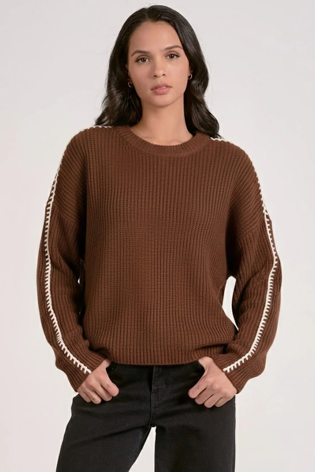 Ribbed Knit Blanket Sweater Elan