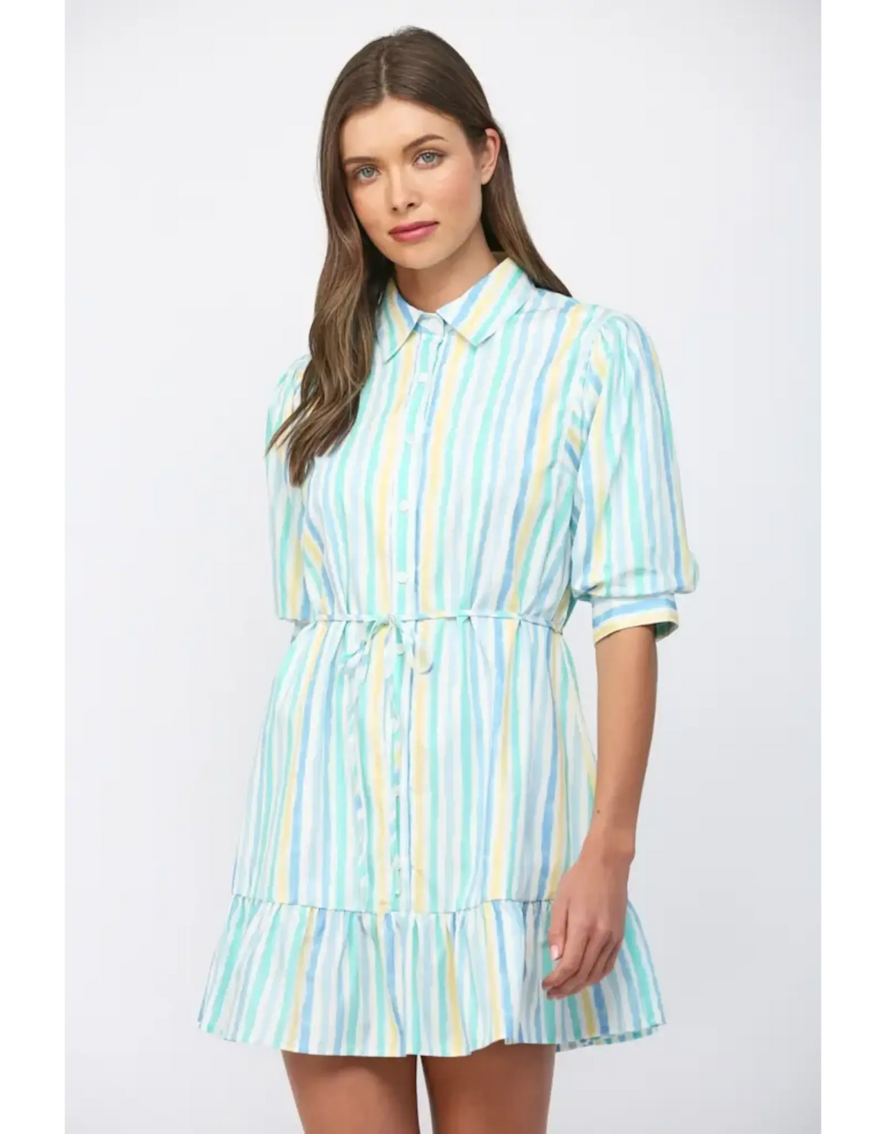 Watercolor Stripe Shirt Dress Fate