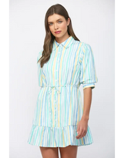Watercolor Stripe Shirt Dress Fate