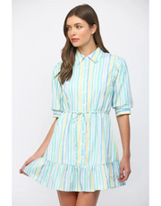 Watercolor Stripe Shirt Dress Fate