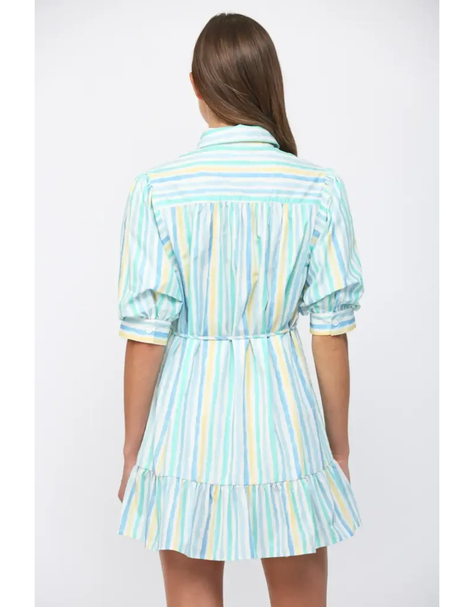 Watercolor Stripe Shirt Dress Fate