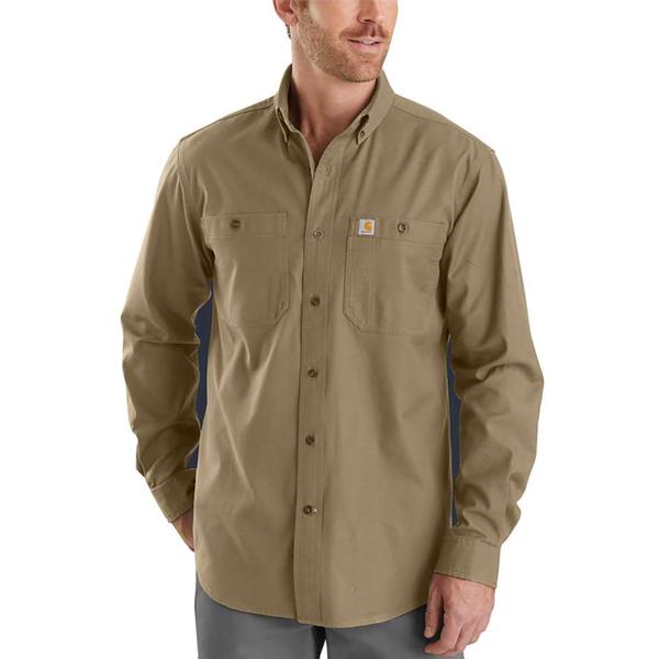 MEN'S RUGGED FLEX RIGBY L/S WORK SHIRT 253/DARKKHAKI