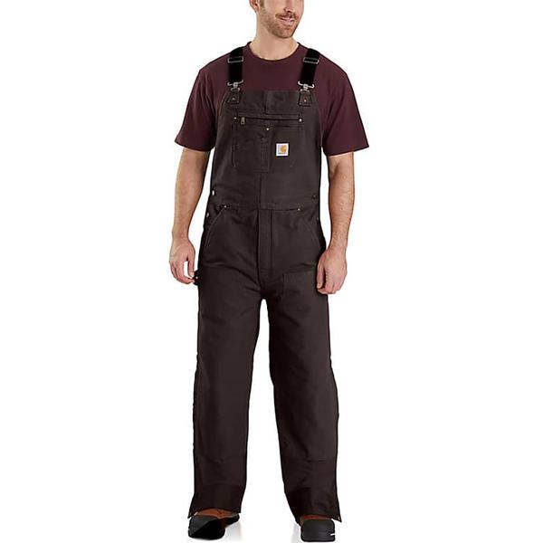 MEN'S QUILT LINED WASHED DUCK BIB OVERALL DKB/DARKBROWN