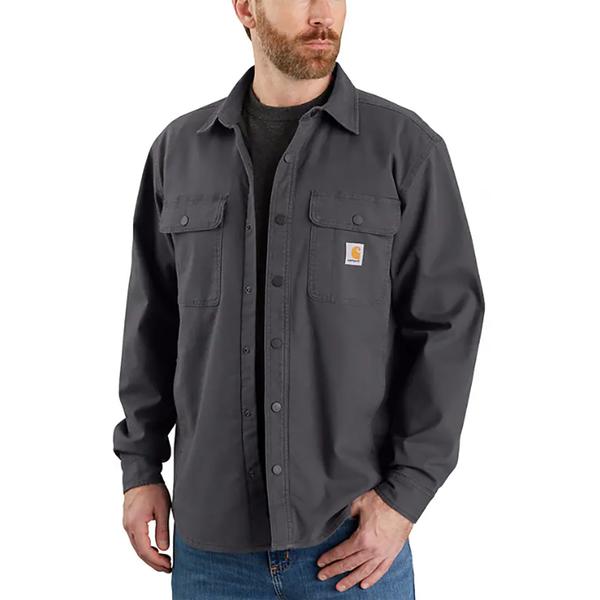 RUGGED FLEX® RELAXED FIT CANVAS FLEECE-LINED SHIRT JAC 029/SHADOW