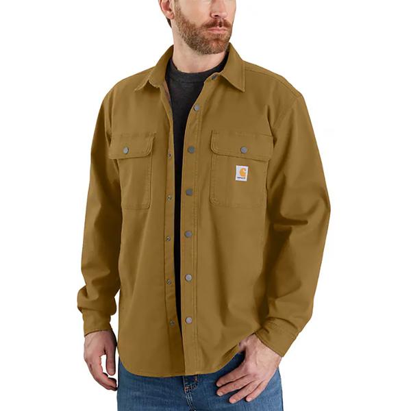 RUGGED FLEX® RELAXED FIT CANVAS FLEECE-LINED SHIRT JAC B33/OAKBROWN