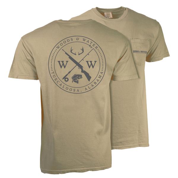 Gun Rod Design Short Sleeve Comfort Colors Tee KHAKI/CHAR