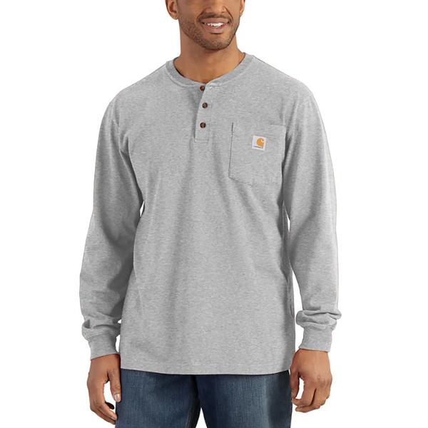 MEN`S WORKWEAR POCKET L/S HENLEY HGY/HEATHERGREY