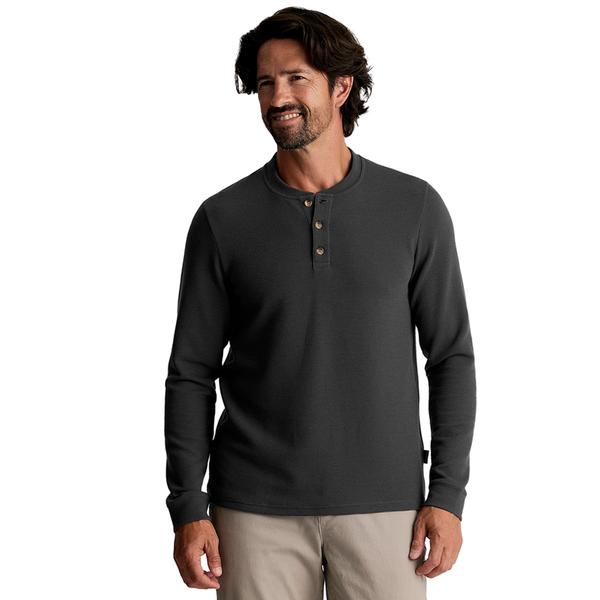 MEN`S WAFFLE LONG SLEEVE HENLEY 303/MIDNIGHT