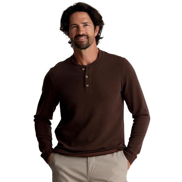 MEN`S WAFFLE LONG SLEEVE HENLEY 644/CHESTNUT