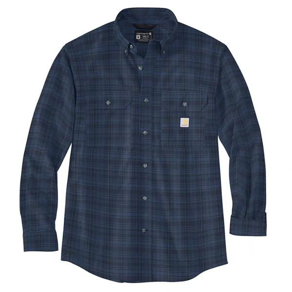 MEN'S LOOSE FIT MW LS CHAMBRAY PLAID DBL/DARKBLUE