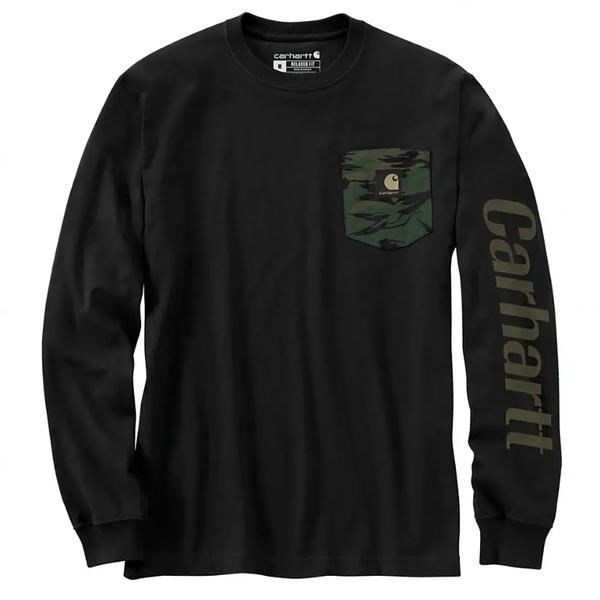 MEN'S RELAXED FIT HW LS CAMO GRAPHIC TEE BLK/BLACK