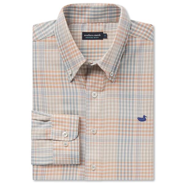 EDGEFIELD WINDOWPANE DRESS SHIRT BURNTTAUPE/SAGE