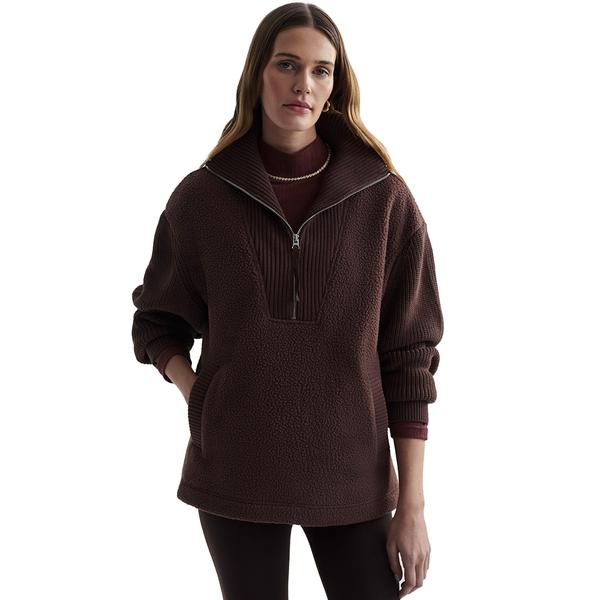 THERESA HALF-ZIP FLEECE COMBO CHESTNUT