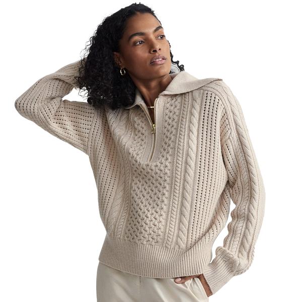 CAMELLO RELAXED CABLE HALF-ZIP PARCHMENT