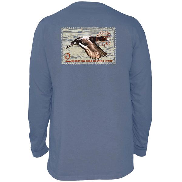 MEN`S DUCK STAMP L/S TEE STONEBLUE